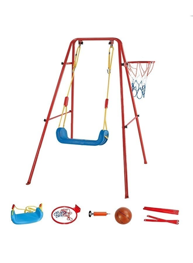 WALALLA Children Swing, 2-in-1 Swing Sets with Basketball Hoop for Backyard and Livingroom, Kids Swing Outdoor/Indoor, Toddler Swing Set Suitable for Aged 6 to 14 Years Old - Image 2